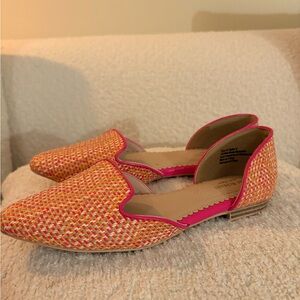 Isaac Mizrahi Pink and Orange Woven Flats